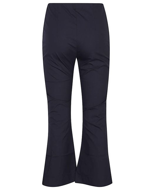 Liviana Conti Blue Cropped Flared Cotton Blend Trousers