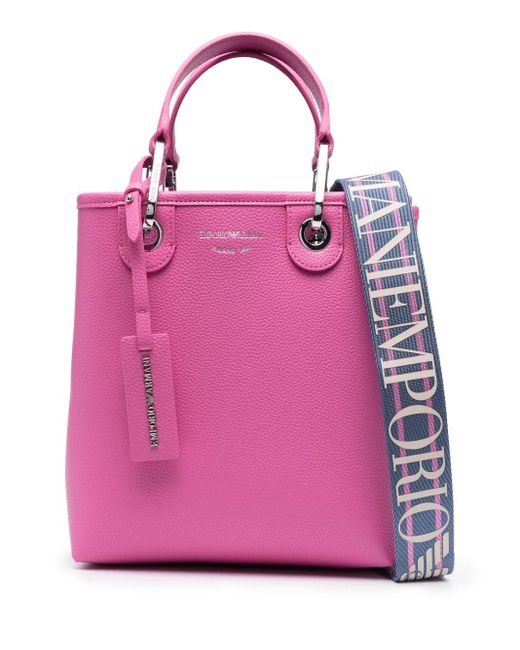Emporio Armani Pink Myea Vertical Leather Tote Bag