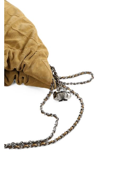 Tory Burch Brown Fleming Mini Suede Leather Hobo Bag