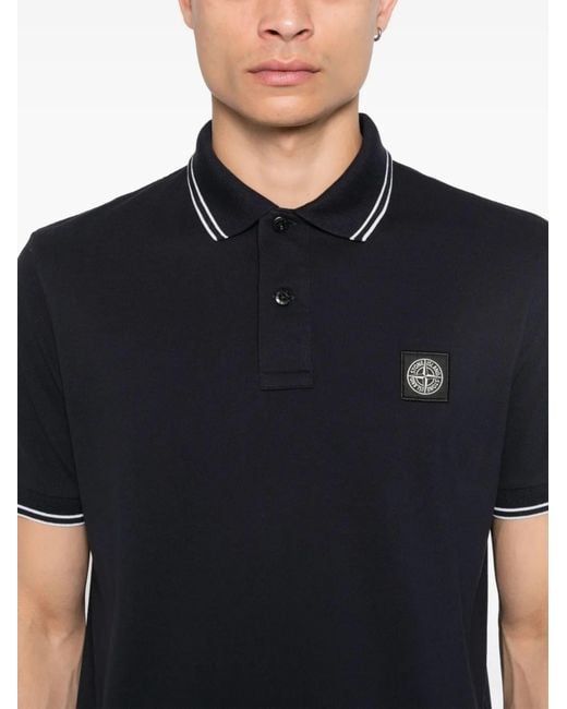 Stone Island Black Cotton Polo Shirt for men