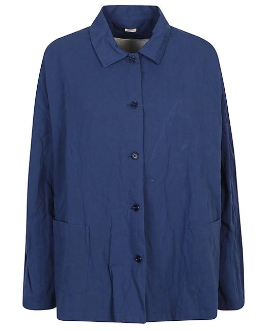 Apuntob Blue Denim Cotton Caban Jacket