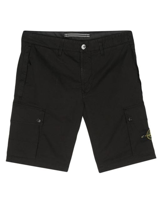 Stone Island Black Supima-Cotton Cargo Shorts for men