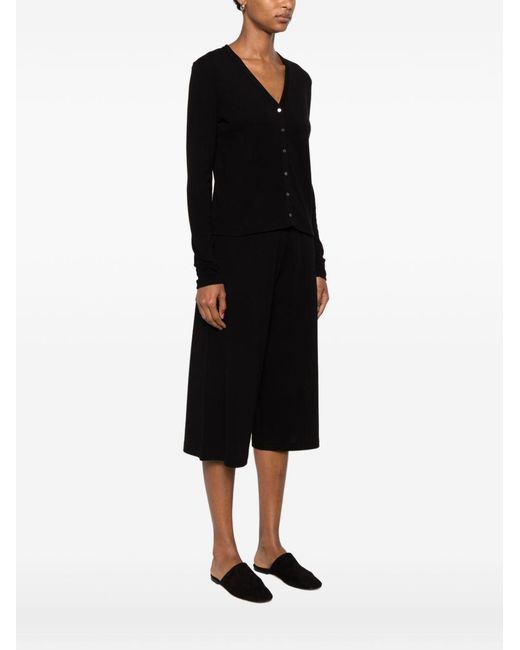 The Row Black Creps V-Necked Sweater