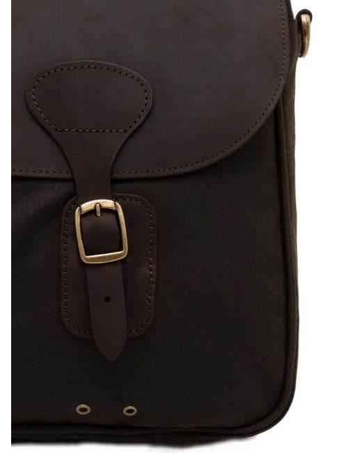 Barbour Black Waxed Leather Briefcase for men
