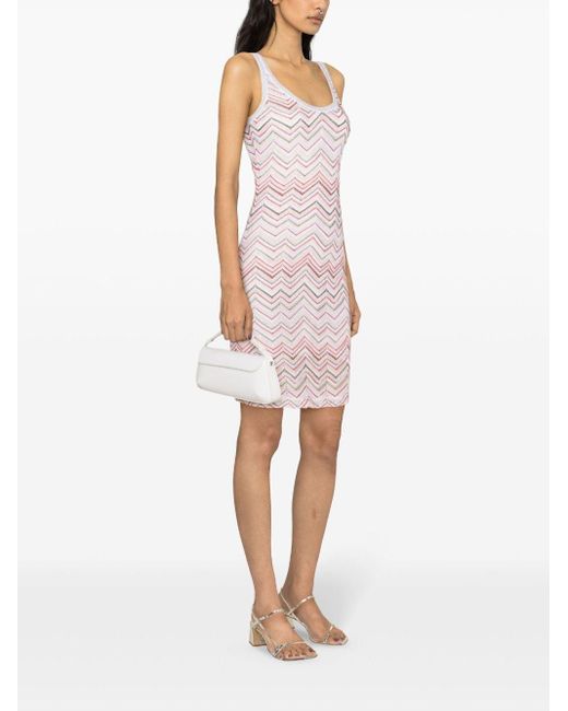 Missoni Pink Zigzag Pattern Sleeveless Short Dress