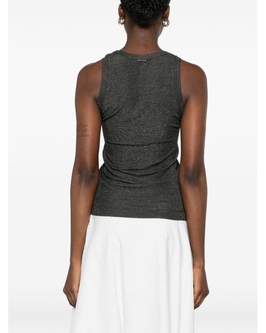 Brunello Cucinelli Gray Metallic-effect Sleeveless Top