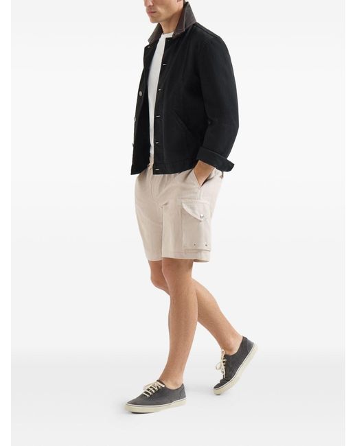 Brunello Cucinelli Natural Linen Cargo Shorts for men