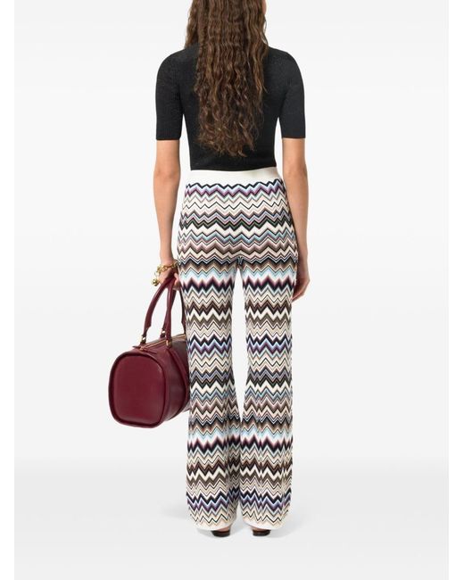 Missoni White Zig Zag Motif Wool Trousers