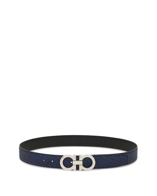 Ferragamo White Gancini Leather Belt for men