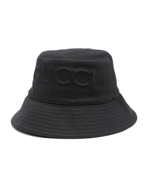 Gucci Black Logo Cotton Cloche Hat