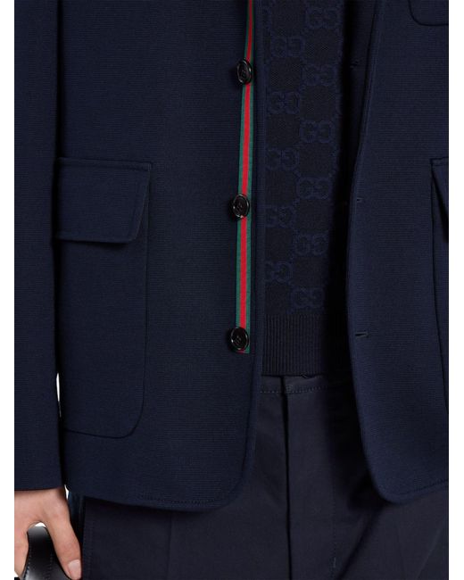 Gucci Blue Single-Breasted Cotton Jersey Jacket for men