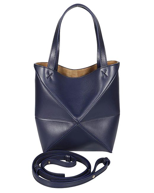 Borsa Puzzle Fold Mini di Loewe in Blue