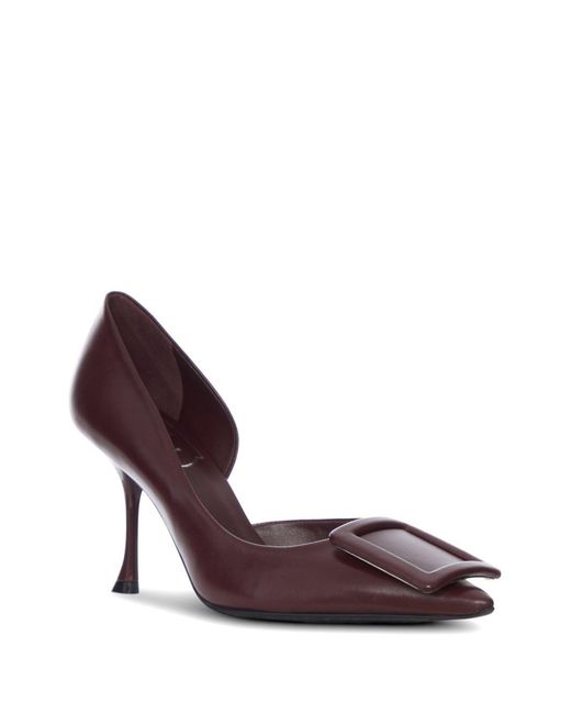 Roger Vivier Purple Viv Ville Leather Pumps