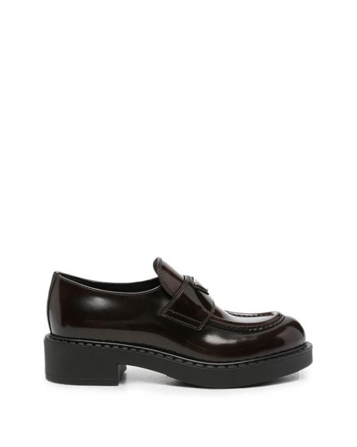 Prada Black Chocolate Leather Loafers