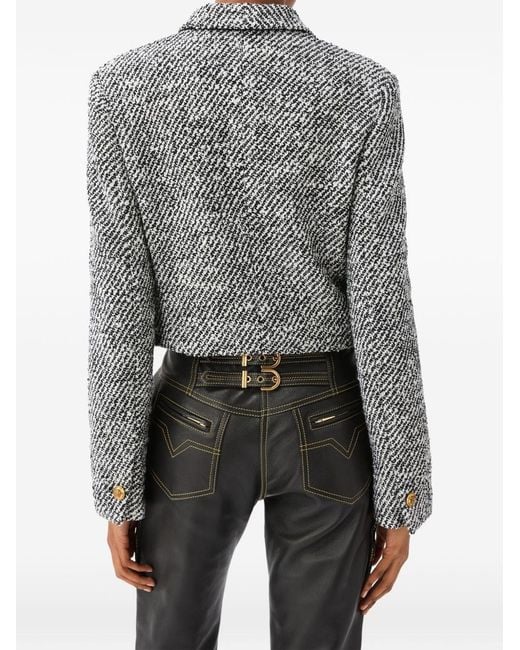 Versace Gray Bouclé Wool Jacket