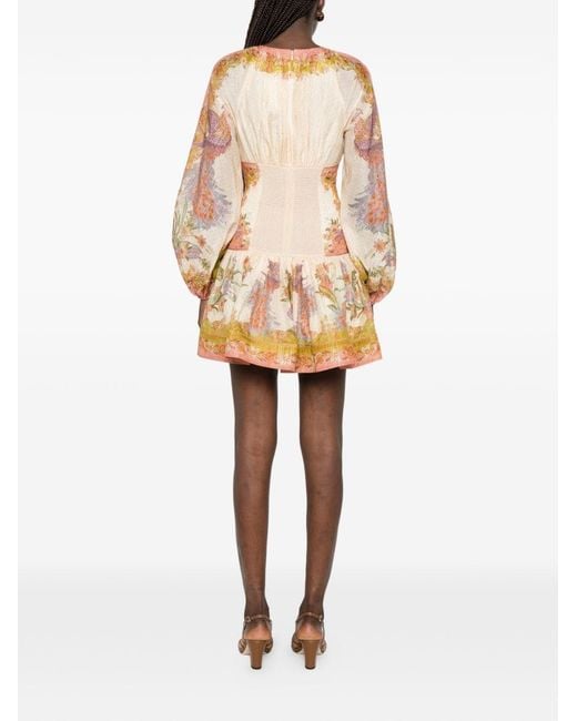 Zimmermann Natural Indra Printed Mini Dress