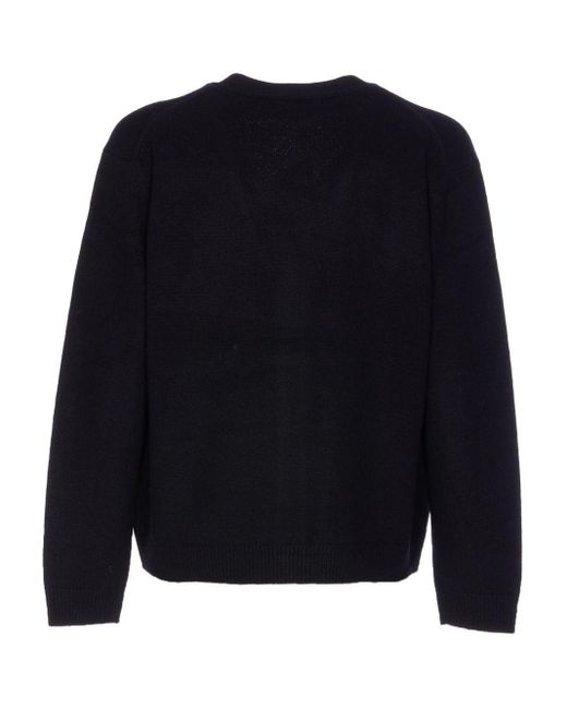 Maison Kitsuné Blue Wool V-Necked Cardigan for men