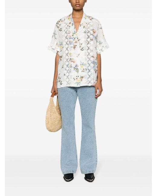 Zimmermann White Lace Trimmed Oversized Shirt