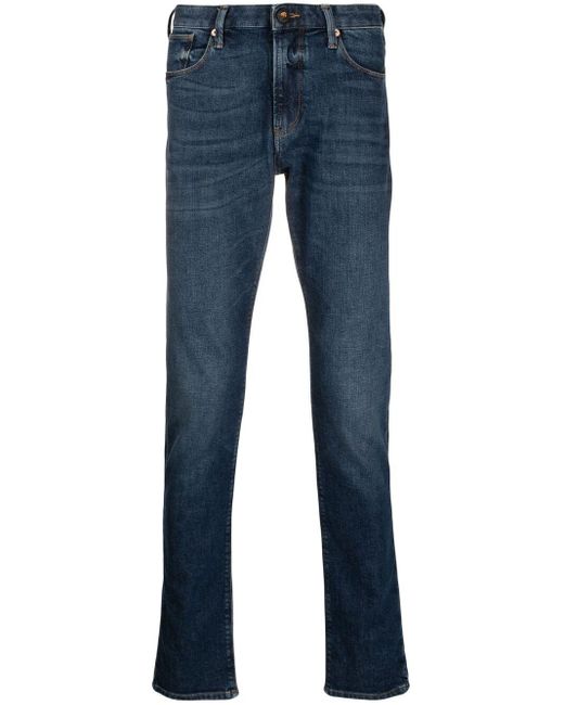 Emporio Armani Blue Mid-rise Straight-leg Jeans for men