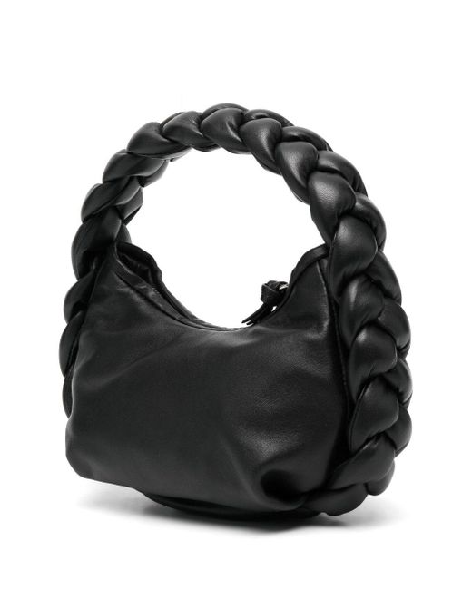 Hereu Black Espiga Mini Braided Handle Leather Handbag