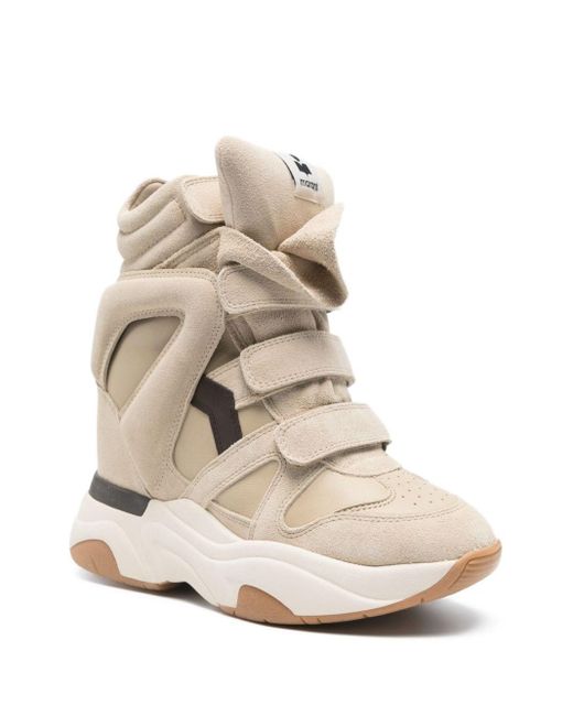 Isabel Marant Natural Wedge-Sole Strap Sneakers