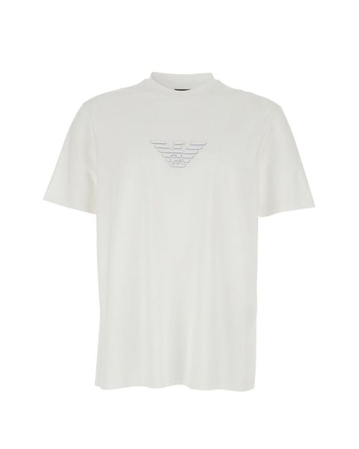 Emporio Armani White Logo Cotton T-Shirt for men
