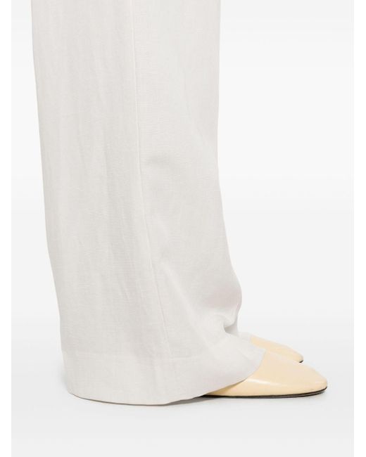 Calvin Klein White Linen Blend Wide Leg Pants