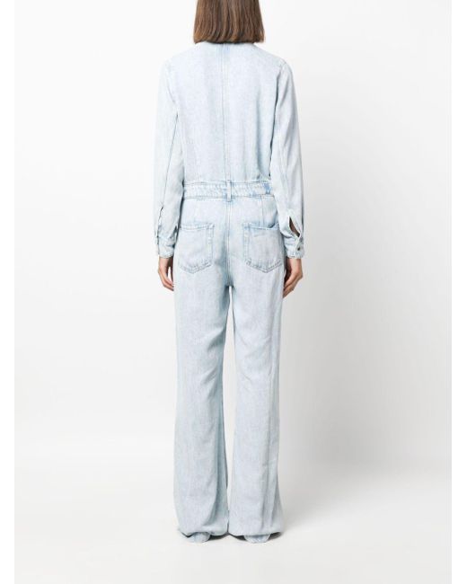 7 For All Mankind Blue Luxe Denim Jumpsuit