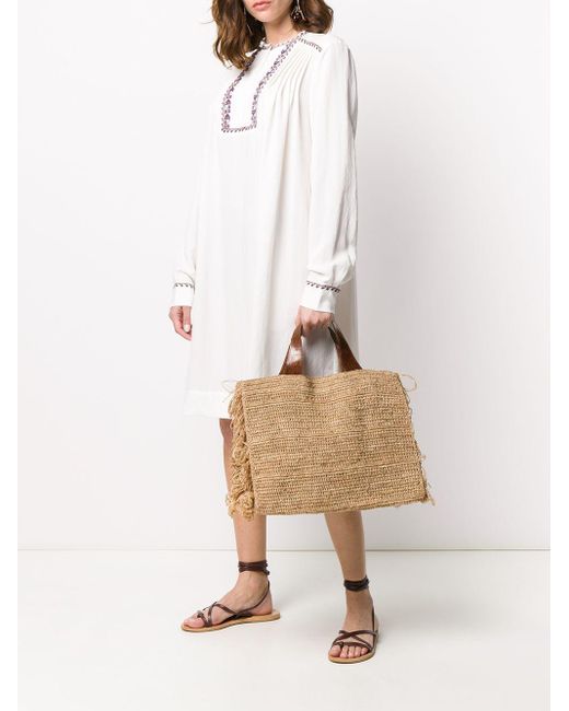 IBELIV Brown Woven Design Tote Bag