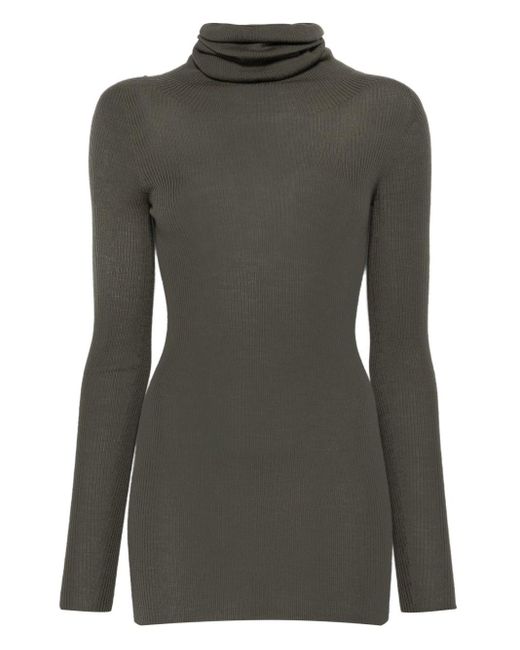 Rick Owens Gray Wool Turtle-Neck Sweater