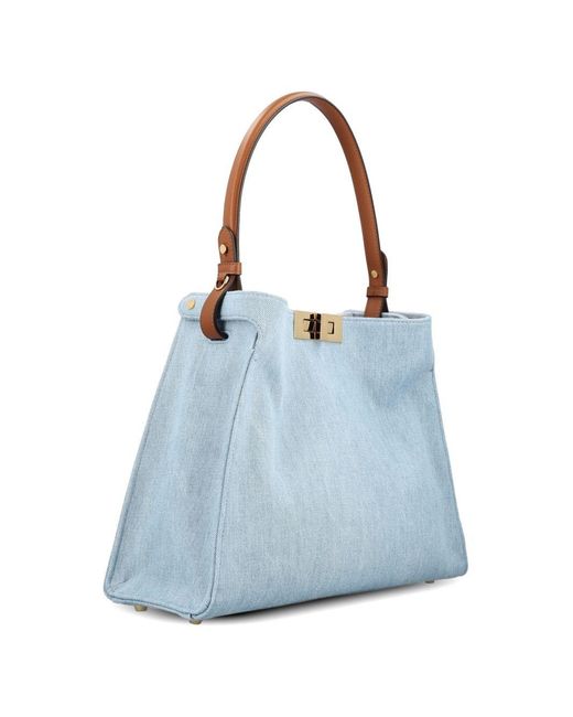 Fendi Blue Way Medium Denim Tote
