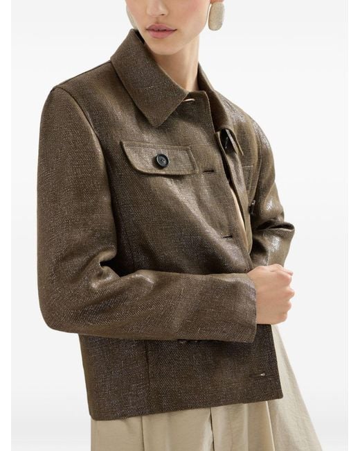 Brunello Cucinelli Green Linen Cropped Jacket