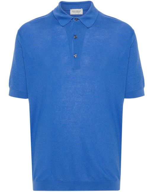 John Smedley Blue Cotton Piqué Polo Shirt for men