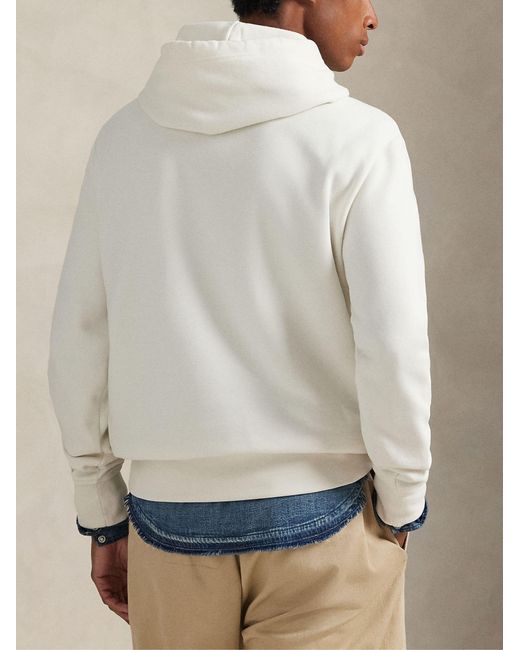 Polo Ralph Lauren White The Rl Western Logo Fleece Hoodie for men