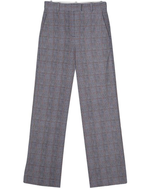 Circolo 1901 Gray Check-pattern Straight-leg Trousers
