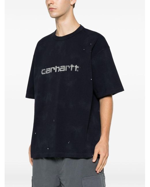 Carhartt Blue Logo Cotton T-Shirt for men