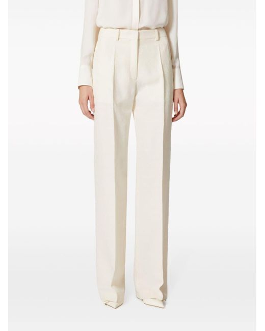 Valentino White Toile Iconographe Wool And Silk Blend Trousers