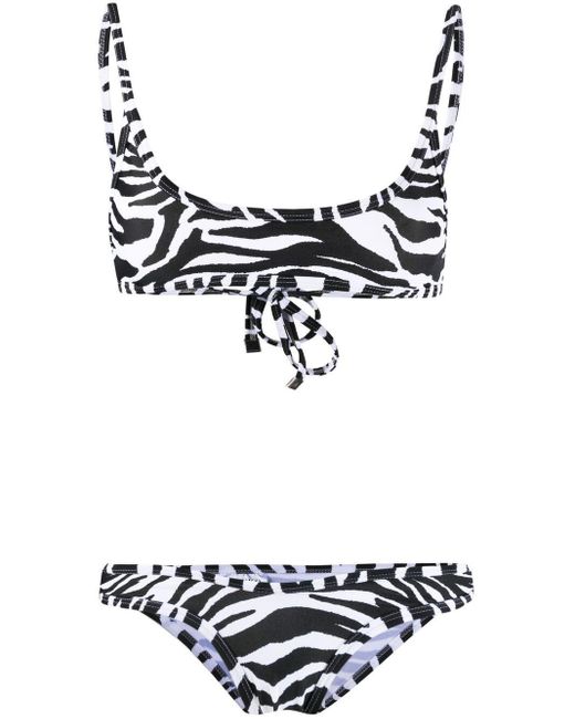 The Attico White Zebra Print Bikini Set