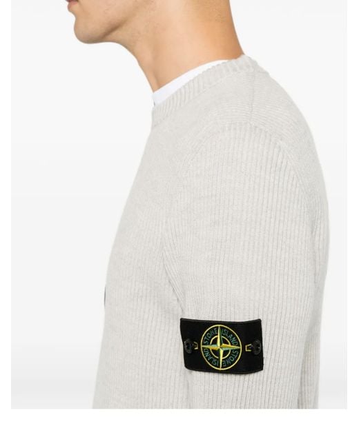 Stone Island White Wool Sweater for men
