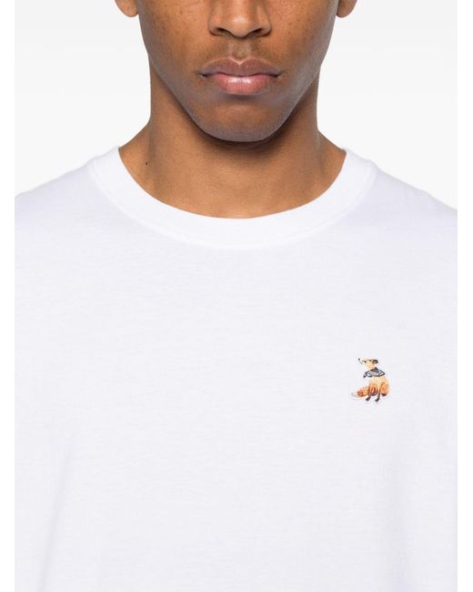 Maison Kitsuné White Dreaming Fox Cotton T-Shirt for men