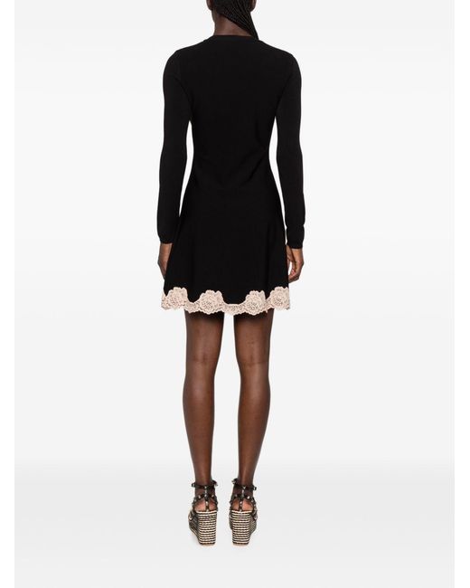 Valentino Black Lace Detail Short Dress