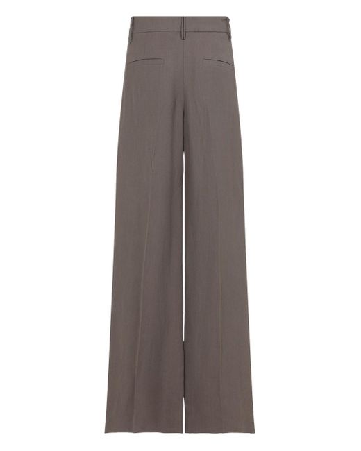 Brunello Cucinelli Brown Linen Trousers With Shiny Details
