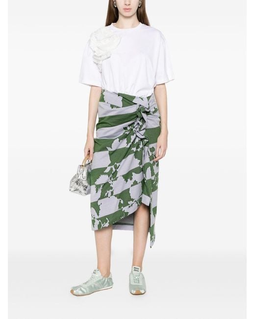 Dries Van Noten Green Hunam Cotton Skirt