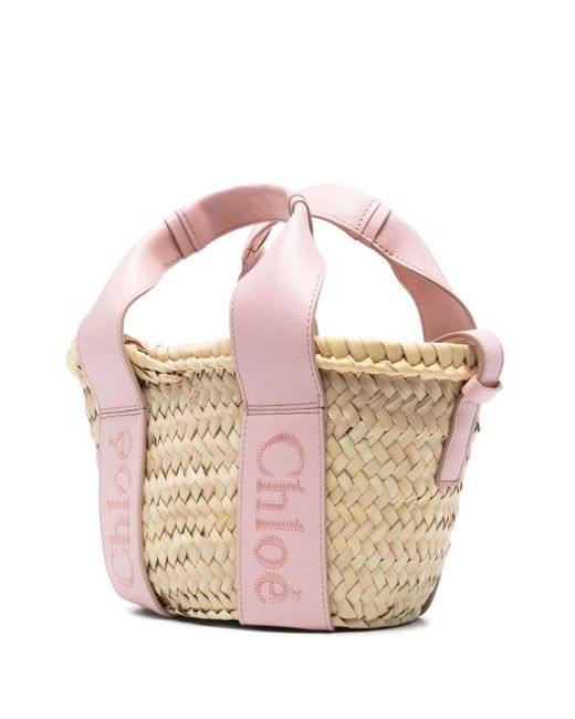 Chloé Pink Chloè Sense Raffia Basket Case