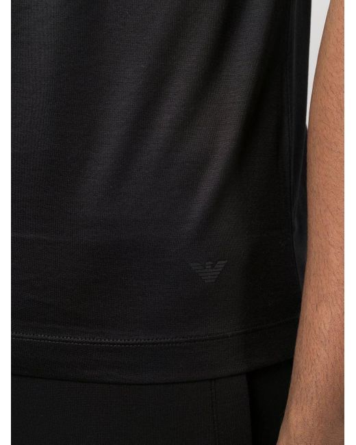 Emporio Armani Black Logo-patch Short-sleeve T-shirt for men
