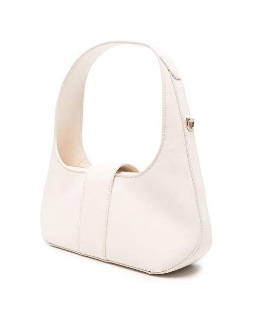 Roger Vivier White Belle Vivier Mini Leather Hobo Bag