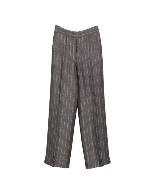 Via Masini 80 Gray Pinstriped Trousers