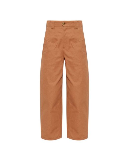 Chloé Brown Cotton Barrel Trousers