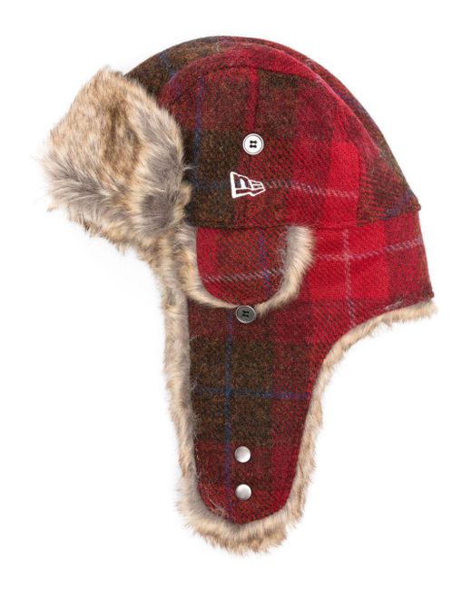 KTZ Red Trapper Harris Tweed Check Hat for men
