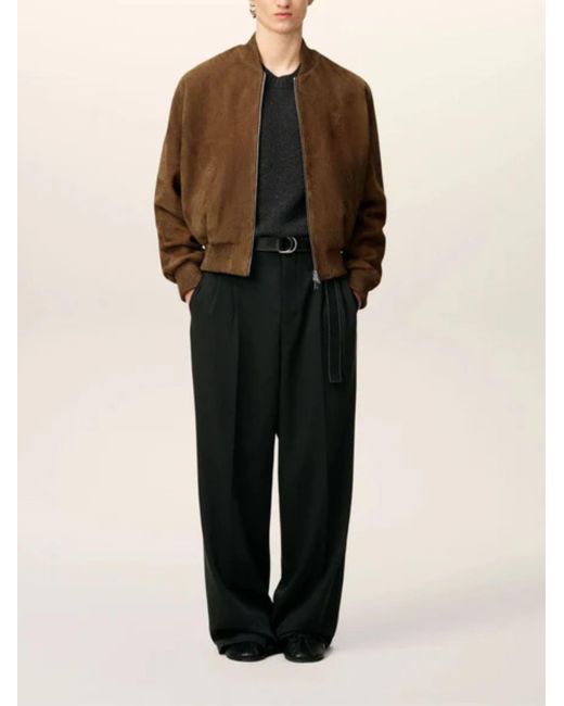 AMI Brown Suede Leather Zipped Jacket for men